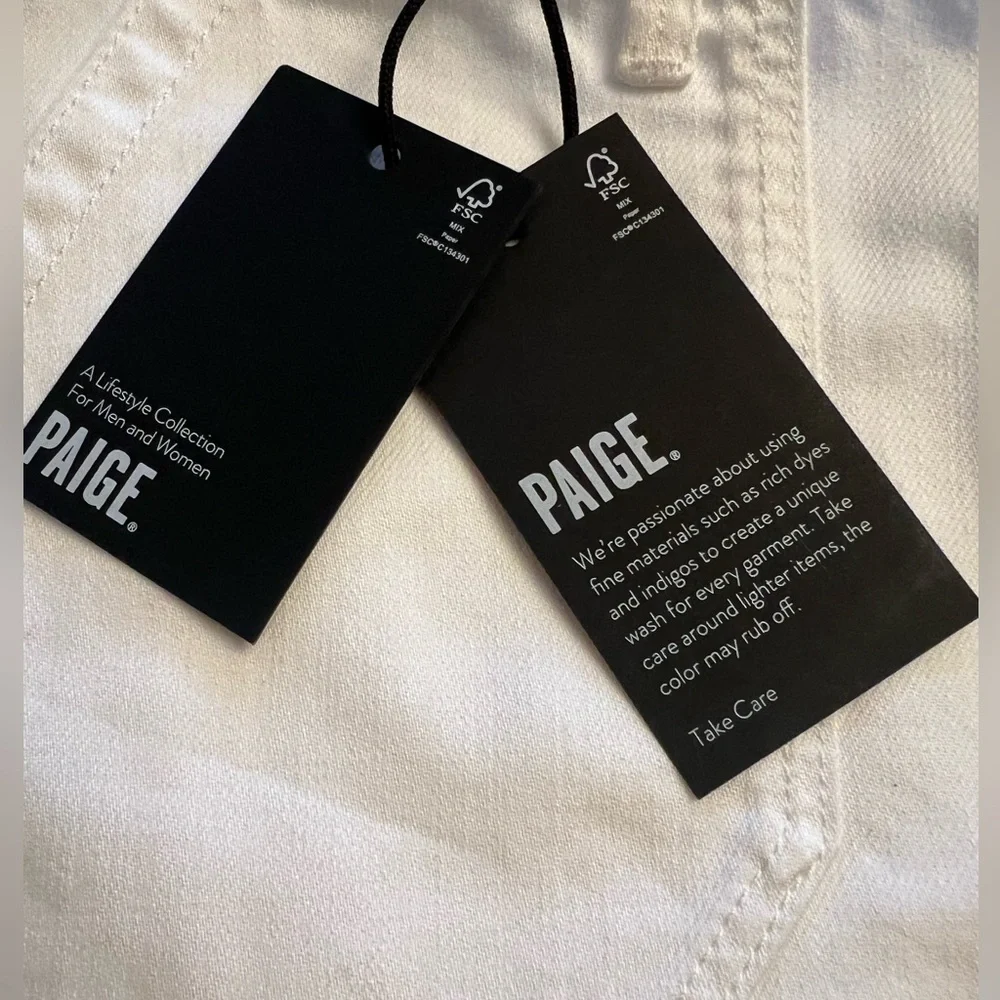 PAIGE Women's Crisp White Utility Jean Shorts - Picture 4 of 9